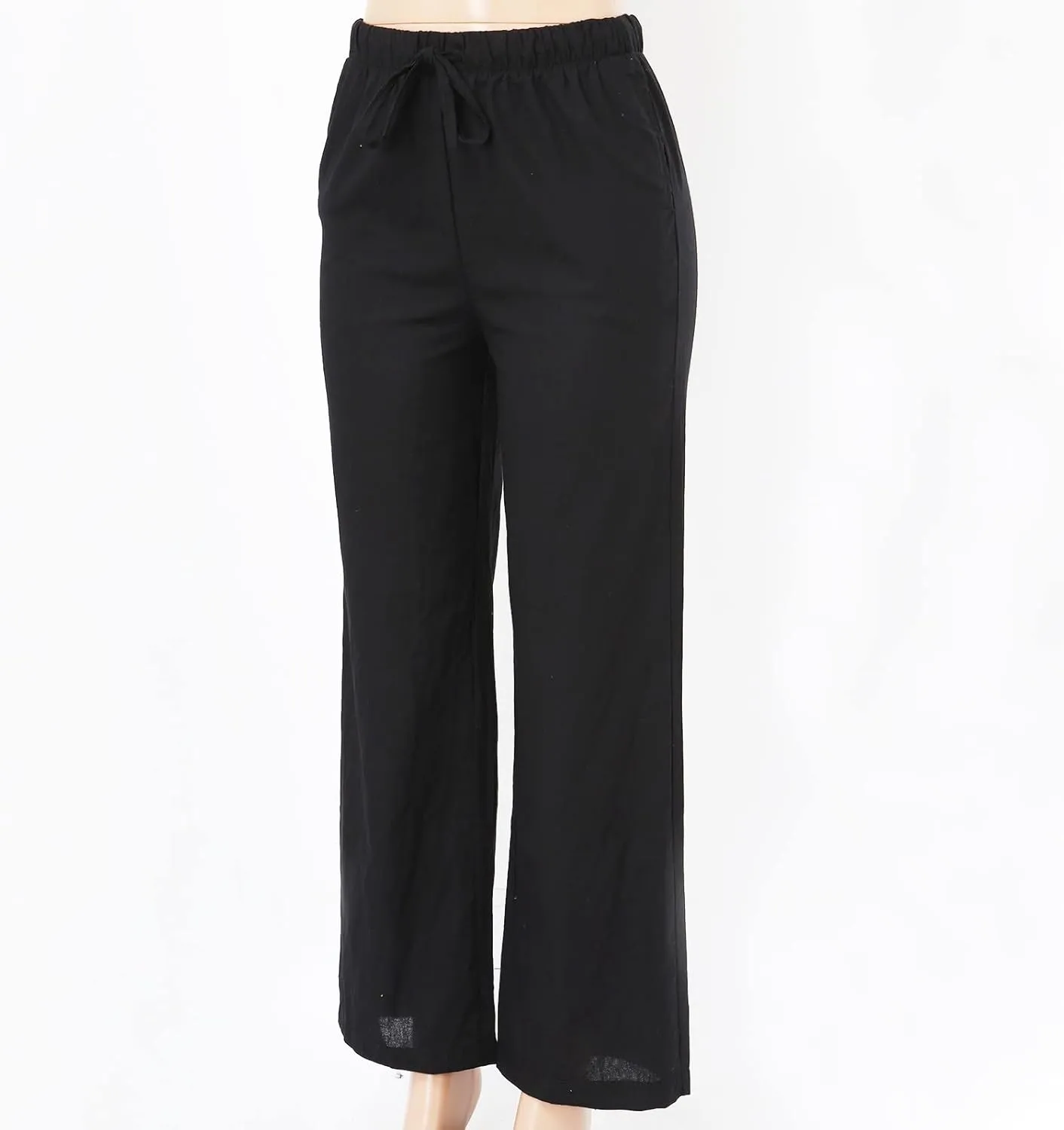 2024 Women High Waisted Wide Leg Pants Dressy Fashion Drawstring Elastic Trousers Comfy Straight Leg Long Pants with Pocket