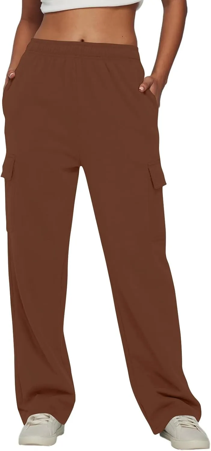 Cargo Joggers for Women Baggy Fleece Wide Leg Sweatpants Elastic High Waisted Pants Fall Casual Comfy Hiking Pants