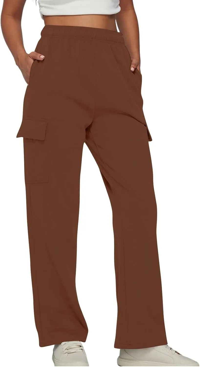 Cargo Joggers for Women Baggy Fleece Wide Leg Sweatpants Elastic High Waisted Pants Fall Casual Comfy Hiking Pants