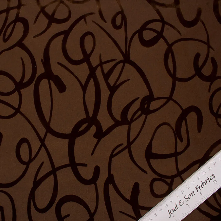 Chocolate Brown Flocked Taffeta