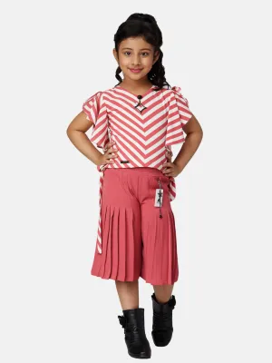 Girls Mauve Printed Culotte With Top 13326