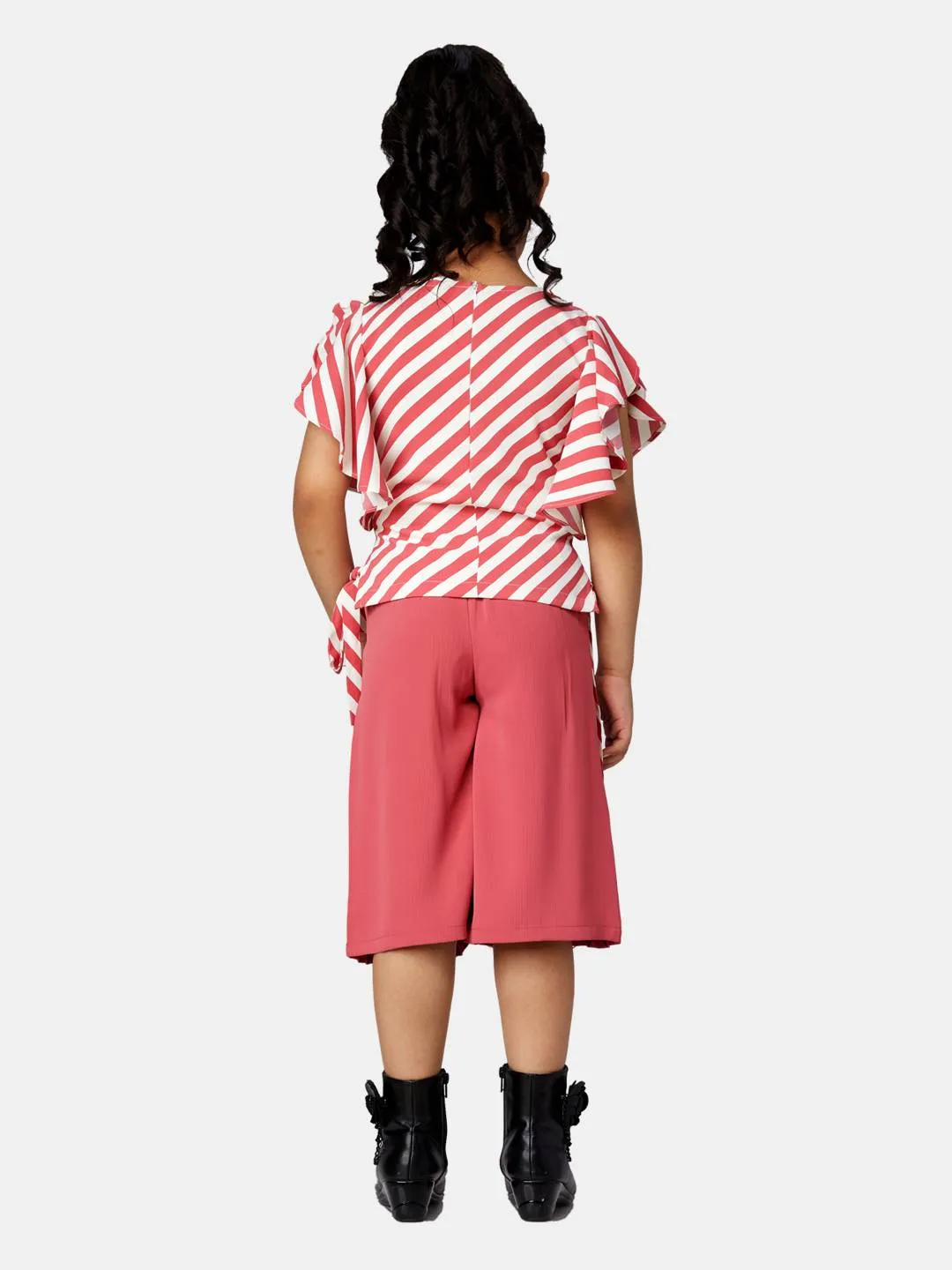 Girls Mauve Printed Culotte With Top 13326
