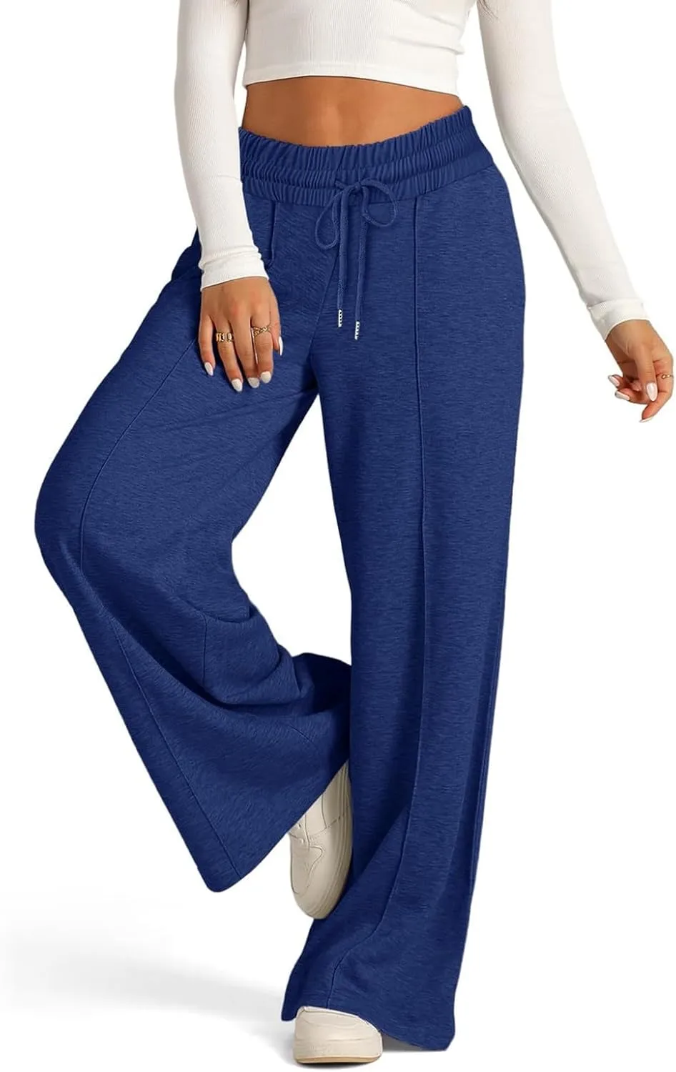 Gumipy Women Wide Leg Sweatpants Elastic High Waisted Joggers Casual Baggy Sweatpants with Pockets Drawstring Lounge Pants
