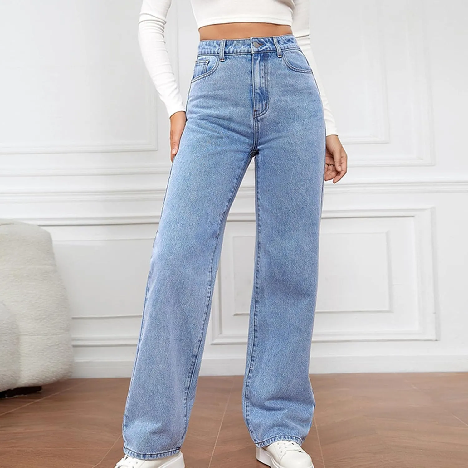 High Waisted Wide Leg Jeans for Women Stretch Denim Pants Casual Pants Trousers Comfy Jean Pants Loose Work Pants