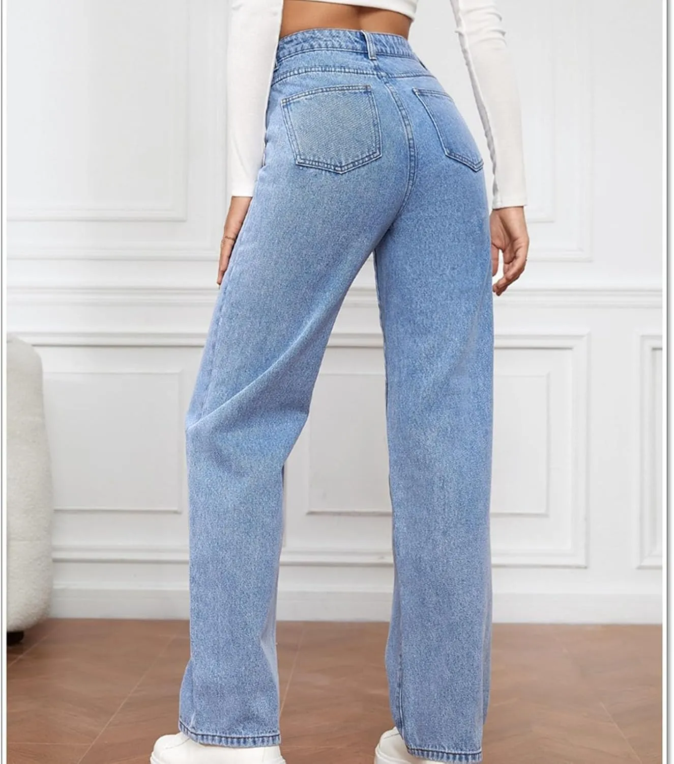 High Waisted Wide Leg Jeans for Women Stretch Denim Pants Casual Pants Trousers Comfy Jean Pants Loose Work Pants