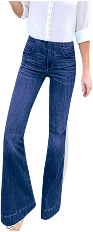 Lightweight Trousers for Women Hight Slim Jeans Wide Women Leg Stretch Waisted Jeans Denim Pants