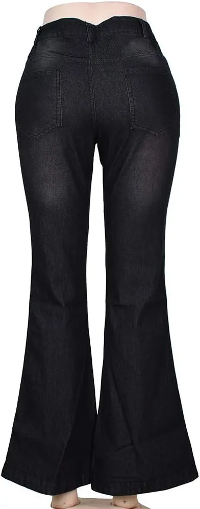 Lightweight Trousers for Women Hight Slim Jeans Wide Women Leg Stretch Waisted Jeans Denim Pants