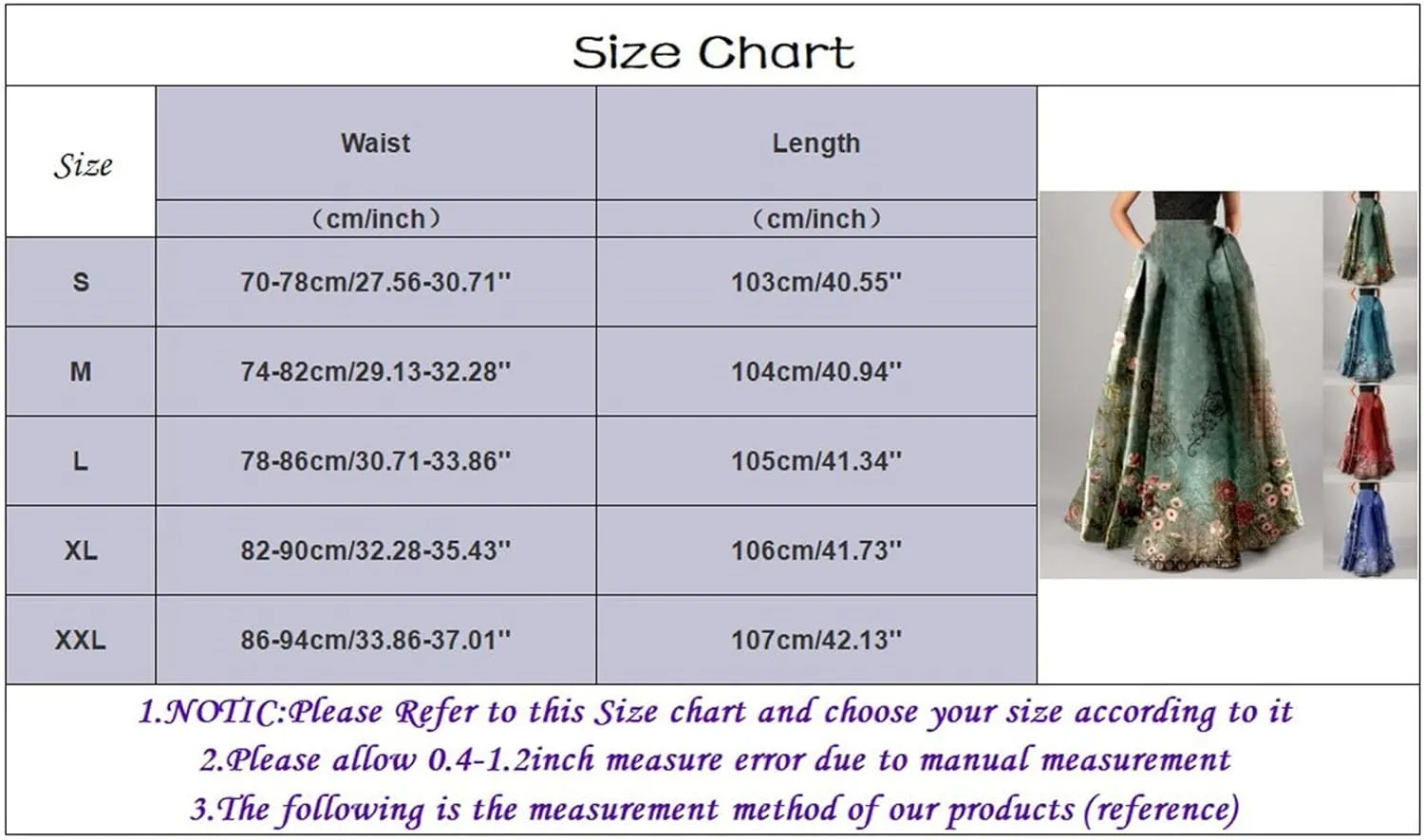 Long Skirts for Women Elastic High Waist Boho Skirt Vintage Floral Print A Line Ankle Length Maxi Skirts with Pockets