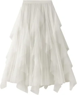 Maxi Skirts for Women 2025 Trendy Sheer Multi Layer Pleated Loose Casual Summer Midi Skirts for Vacation Streetwear