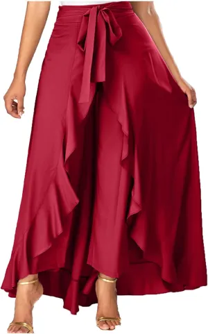 Maxi Skirts for Women Retro High Waist Layered Swing Skirt Elegant Irregular Ruffle Ankle Skirt Fall Winter Skirts