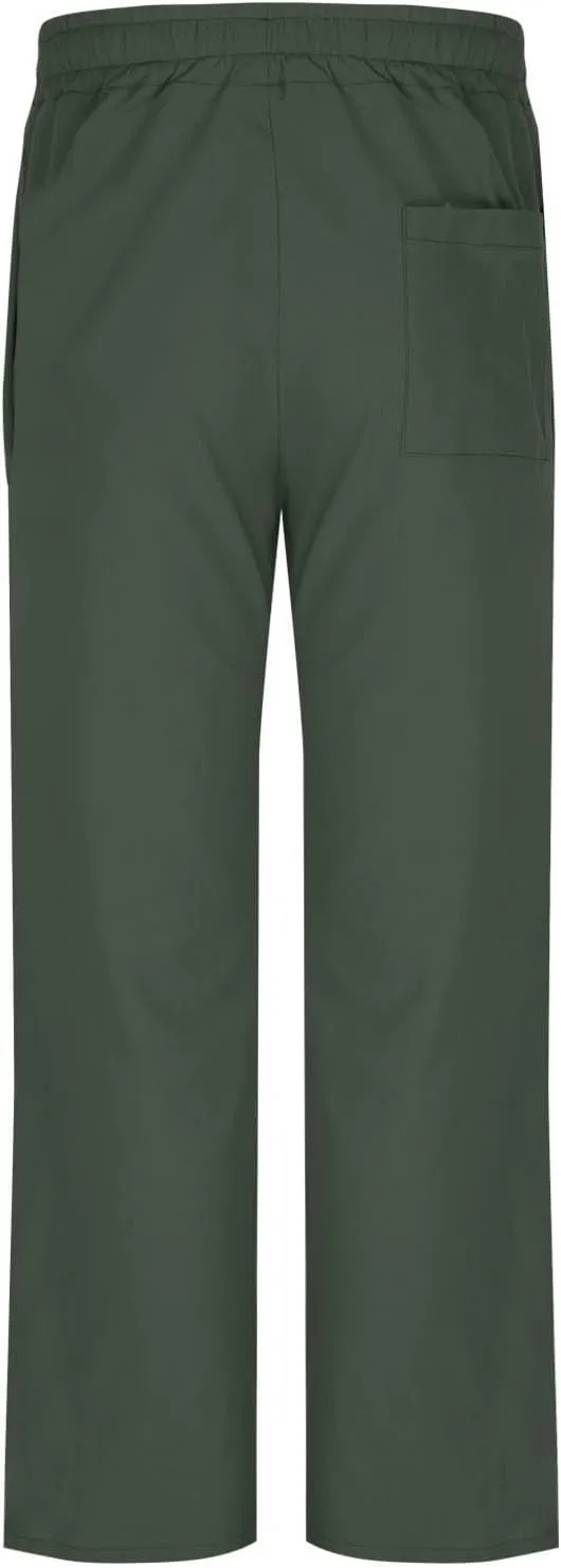 Mens Baggy Drawstring Linen Pants Lightweight Elastic Waist Yoga Beach Cotton Trousers Casual Wide Leg Straight Pants