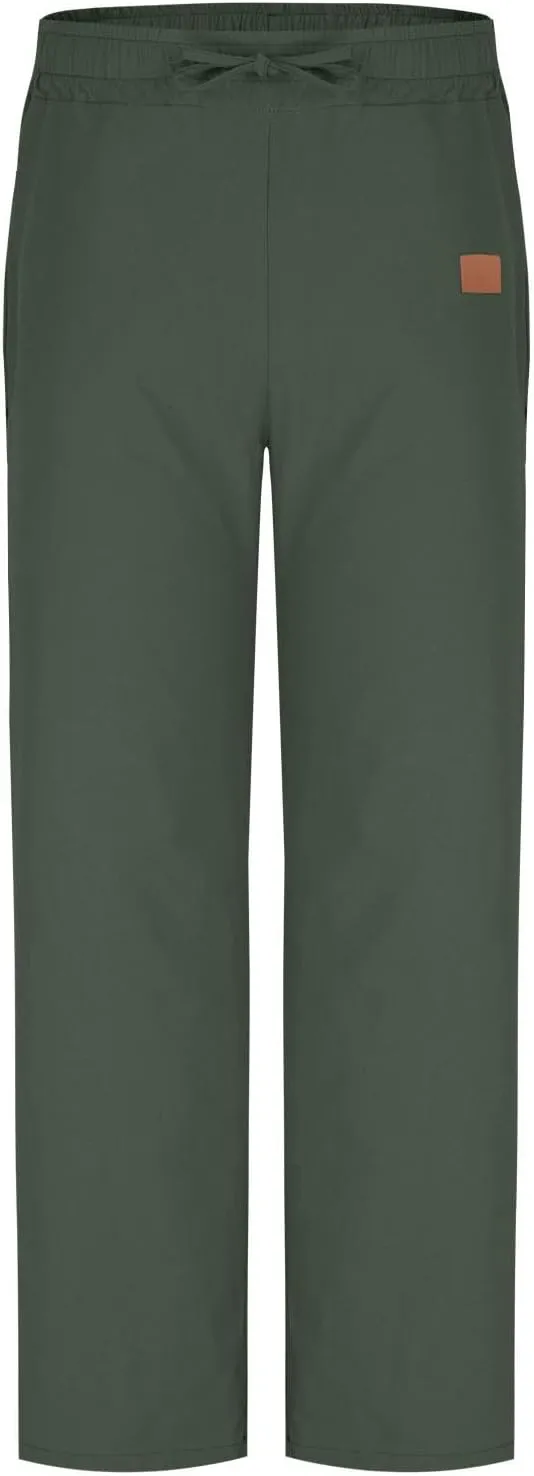 Mens Baggy Drawstring Linen Pants Lightweight Elastic Waist Yoga Beach Cotton Trousers Casual Wide Leg Straight Pants