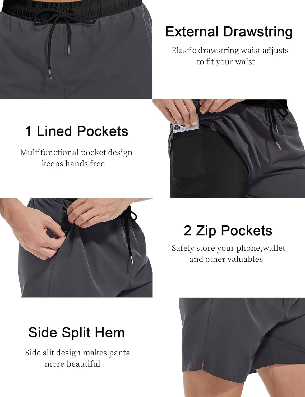 Men's Gym Shorts 5 Inch Lightweight Athletic Quick Dry Workout 2 in 1 Shorts Mesh Running Athletic Shorts Hiking