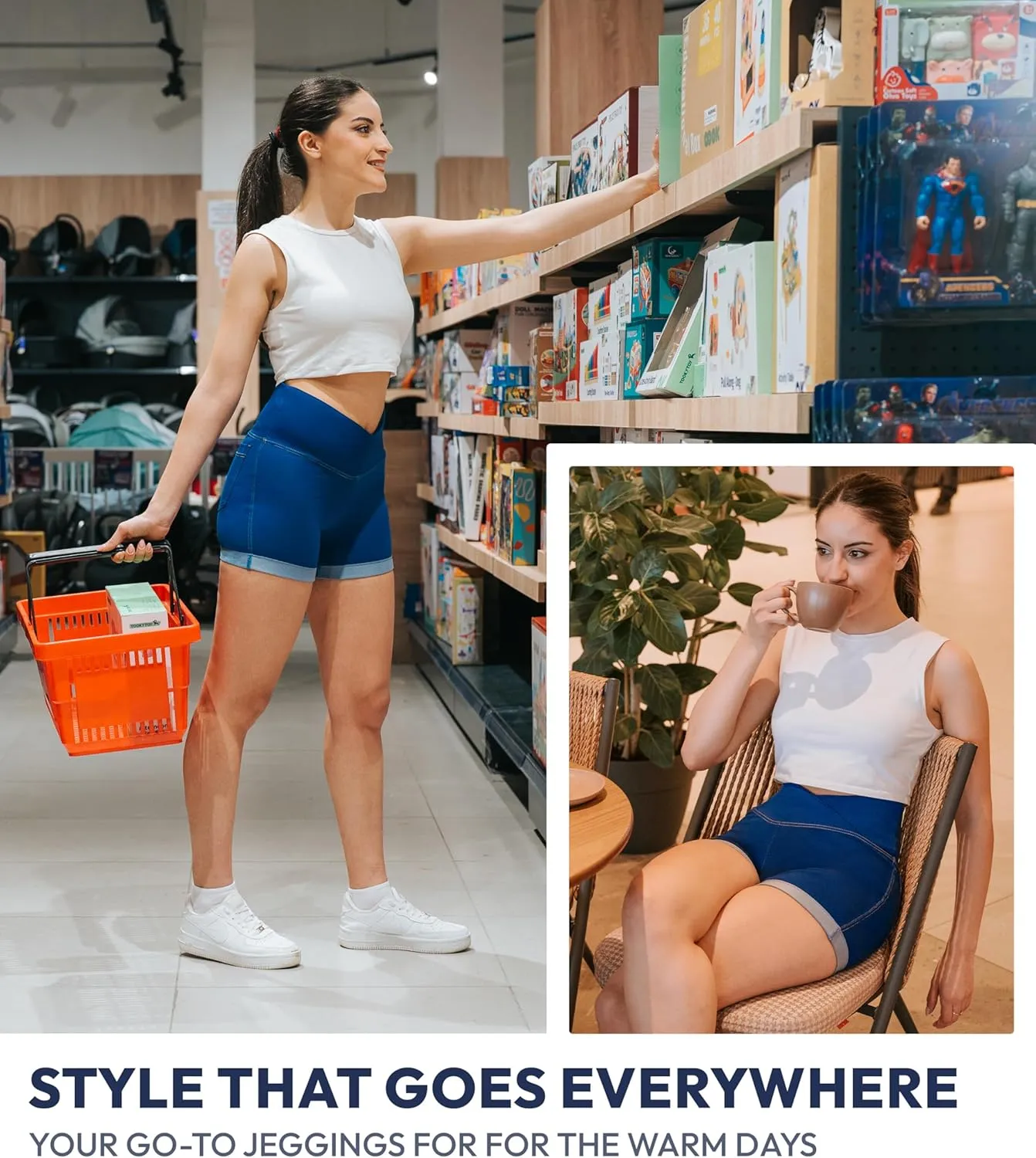 NirJEANS Women's Short Jeggings - Sexy Jeans Shorts for Women, High Waisted Crossover Women's Jeggings Booty Shorts for Women