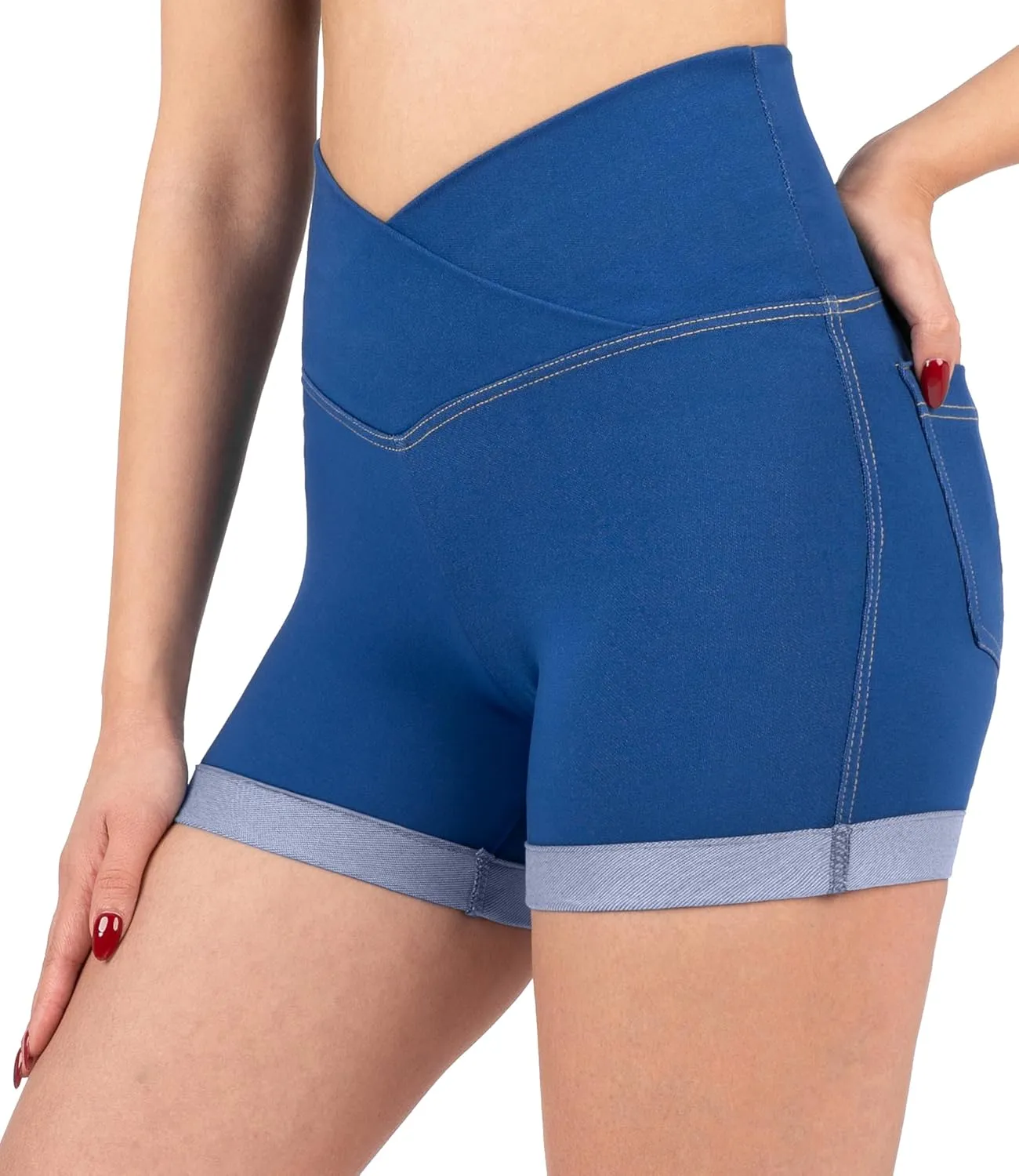 NirJEANS Women's Short Jeggings - Sexy Jeans Shorts for Women, High Waisted Crossover Women's Jeggings Booty Shorts for Women