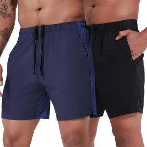 VPOS 2 Pack Men's Athletic Shorts 7 Inch Inseam, Mens Workout Shorts Lightweight Quick Dry Gym Running Shorts for Men