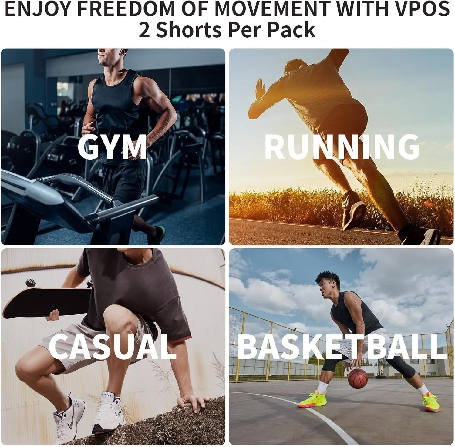 VPOS 2 Pack Men's Athletic Shorts 7 Inch Inseam, Mens Workout Shorts Lightweight Quick Dry Gym Running Shorts for Men