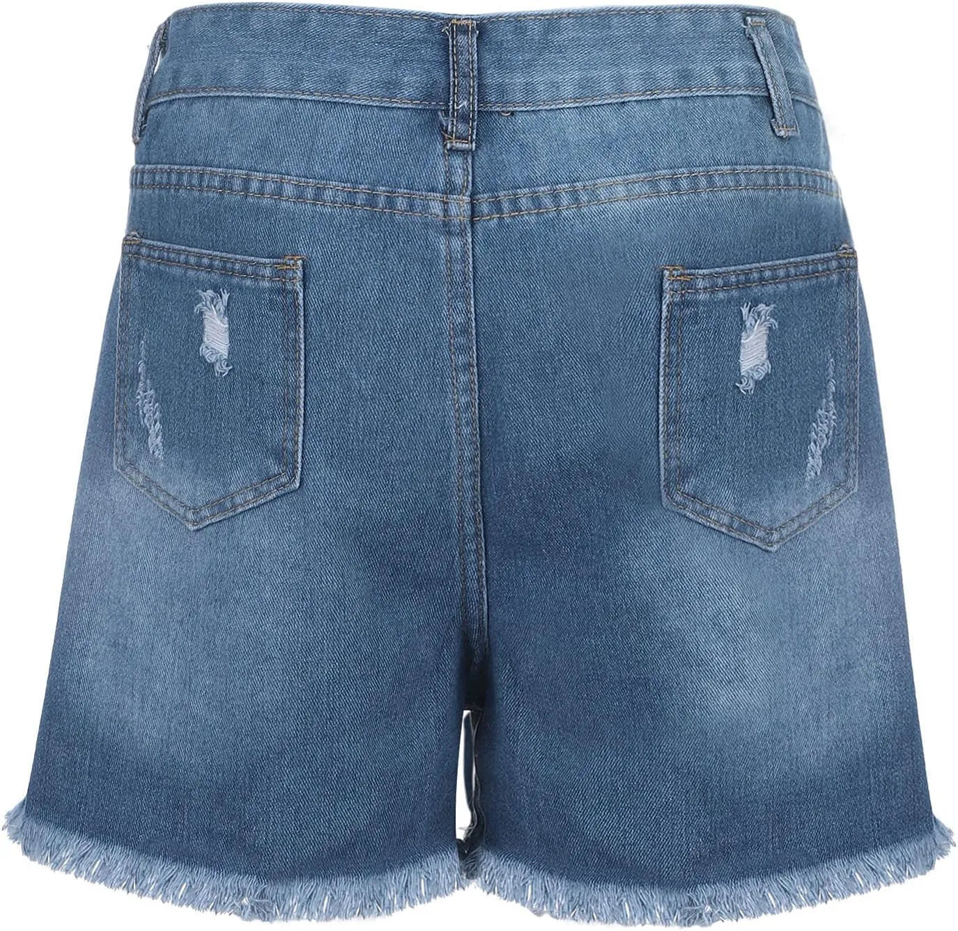 White Denim Shorts for Women Cute Mid Rise Stretch Mom Jean Shorts Solid Frayed Raw Hem Hot Shorts