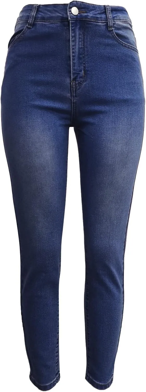Womens Classic Skinny Jeans Ripped Distressed High Rise Pull On Skinny Leg Slimming Fitted Denim Ankle Jeans Pants