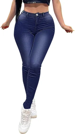 Womens Classic Skinny Jeans Ripped Distressed High Rise Pull On Skinny Leg Slimming Fitted Denim Ankle Jeans Pants
