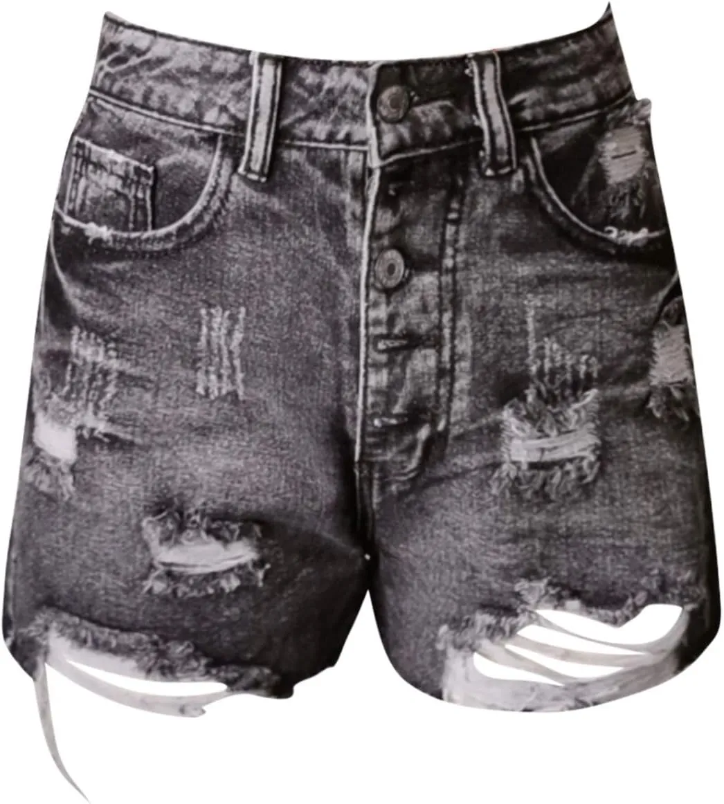Women's Denim Shorts Trendy High Waisted Stretch Boyfriend Jean Shorts Plain Color Frayed Raw Hem Hot Shorts