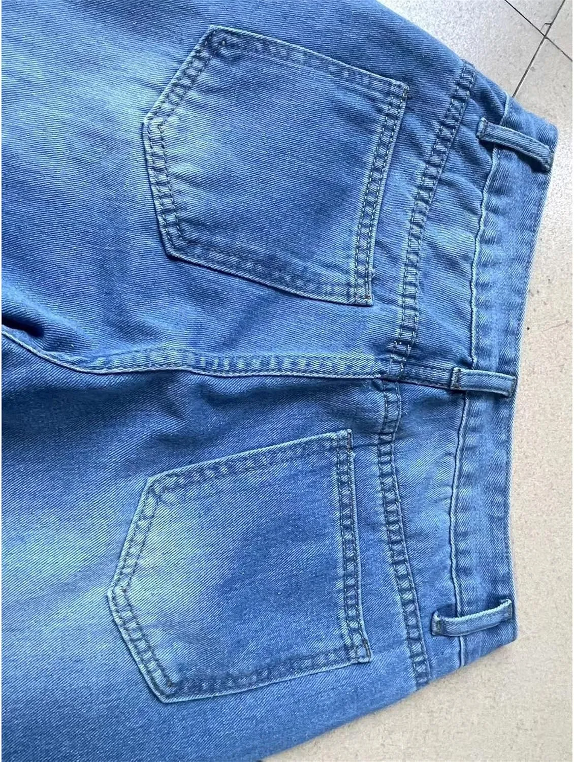 Women's Slim Tummy Control Straight Jeans High Waist Elastic Casual Wide Leg Summer Loose Retro Blue Curve Jeans