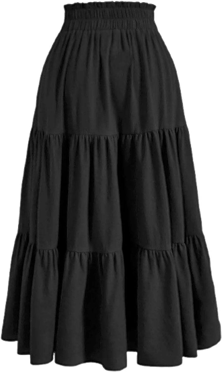 Womens Summer Maxi Skirt Flowy Elastic High Waist Pleated A-Line Skirts Boho Tiered Beach Long Skirts 2025 Trendy