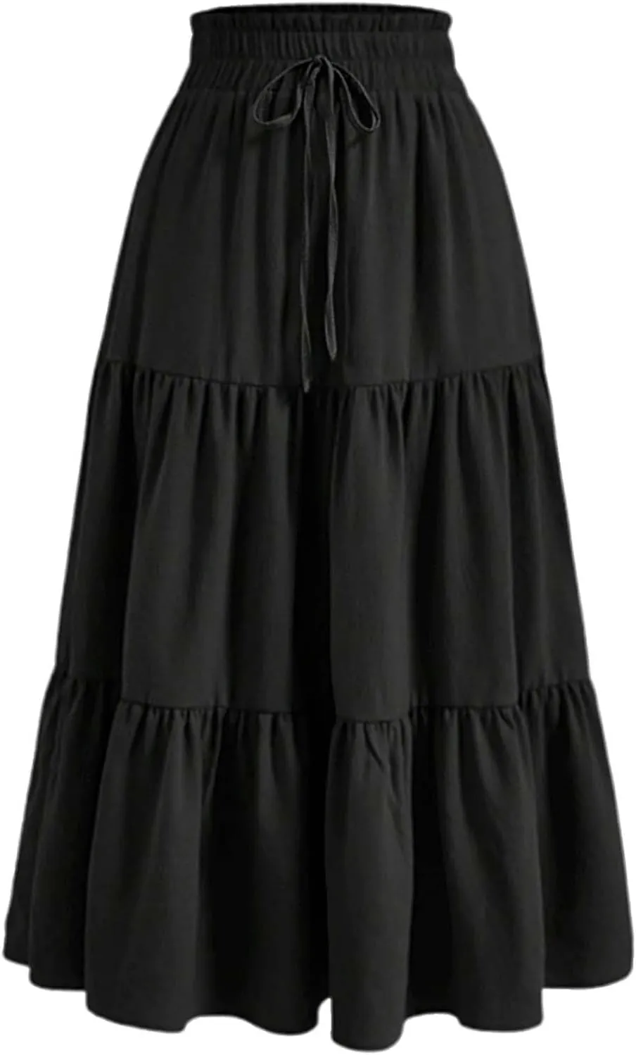 Womens Summer Maxi Skirt Flowy Elastic High Waist Pleated A-Line Skirts Boho Tiered Beach Long Skirts 2025 Trendy